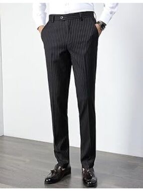 Chaps Black Pinstripe Dress Pants
